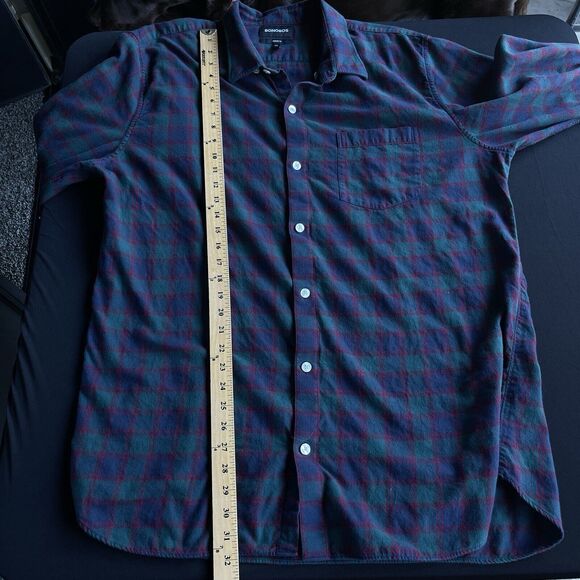 Bonobos Mens Button Up Shirt 2XL Long Plaid Green Blue Standard Fit Long Sleeve - Picture 7 of 8